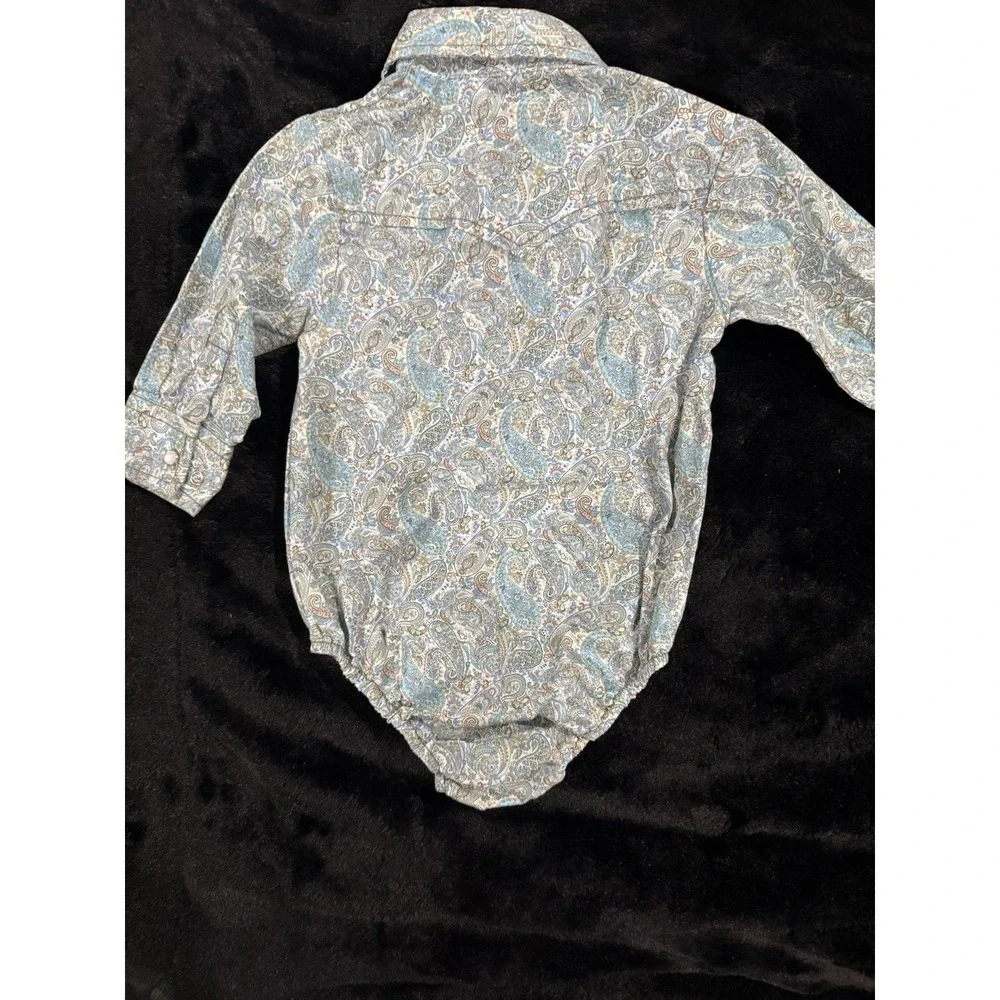 Infant Western Wear One Piece 9-12 Months Pearl Snaps Long Sleeve Paisley Print